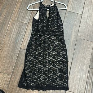 Elegant Black Lace Midi Dress